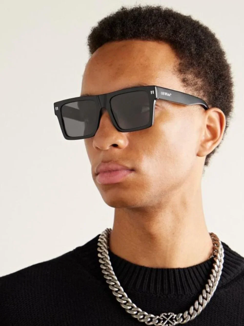 Off-White OERI109 LAWTON 1040 Square Sunglasses – Shiny Black / Blue